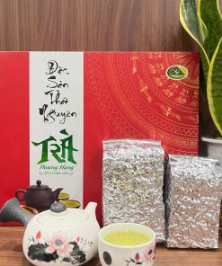 Trà búp thượng hạng Thái Nguyên – Cánh trà xanh đen xoăn chặt, đóng gói cao cấp
